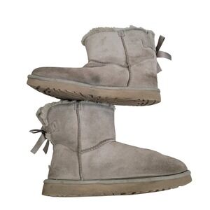 UGG Size 11 Gita Shimmer Ankle Boots‎ Womens Gray Glitter Bows Suede